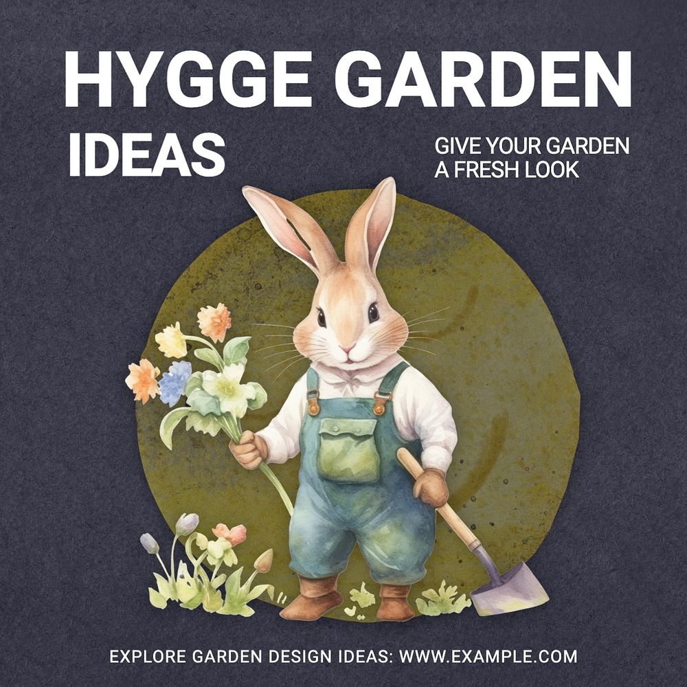 Hygge garden Instagram post template, editable text