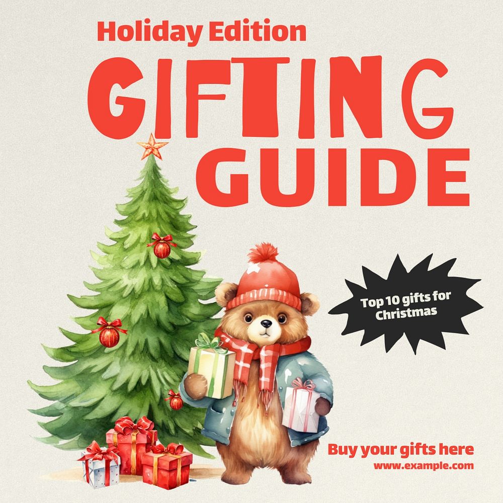 Gifting guide Instagram post template, editable text