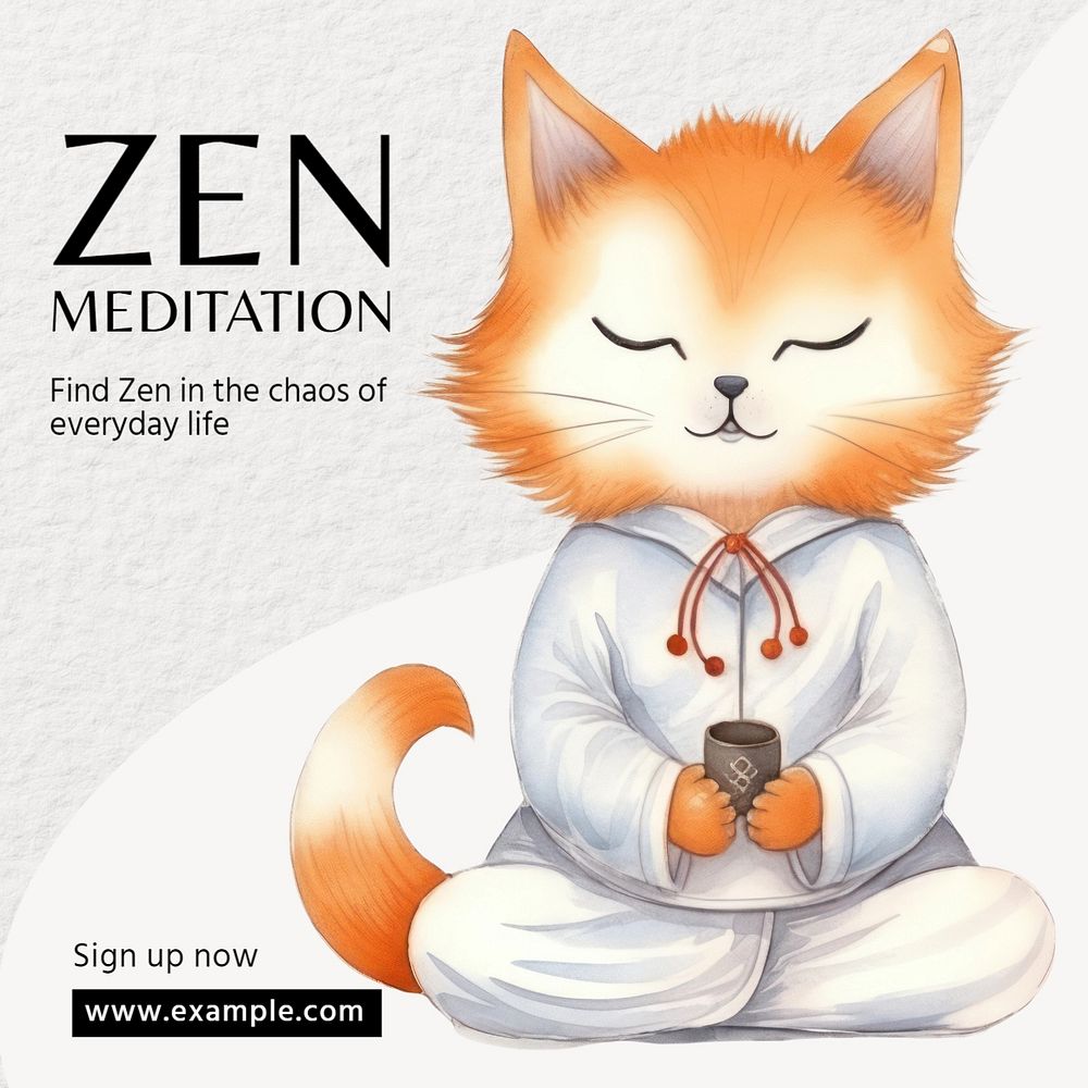 Zen meditation Instagram post template, editable text