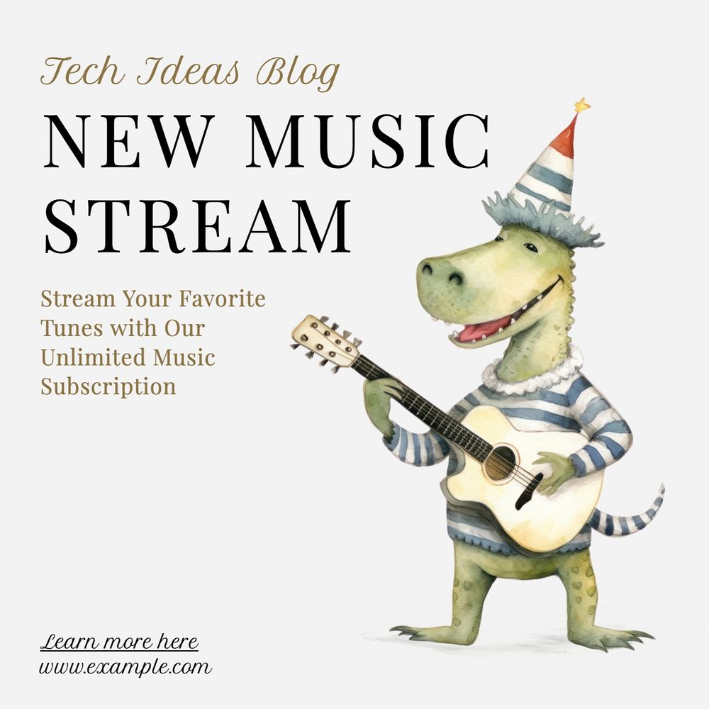 Music stream Instagram post template, editable text