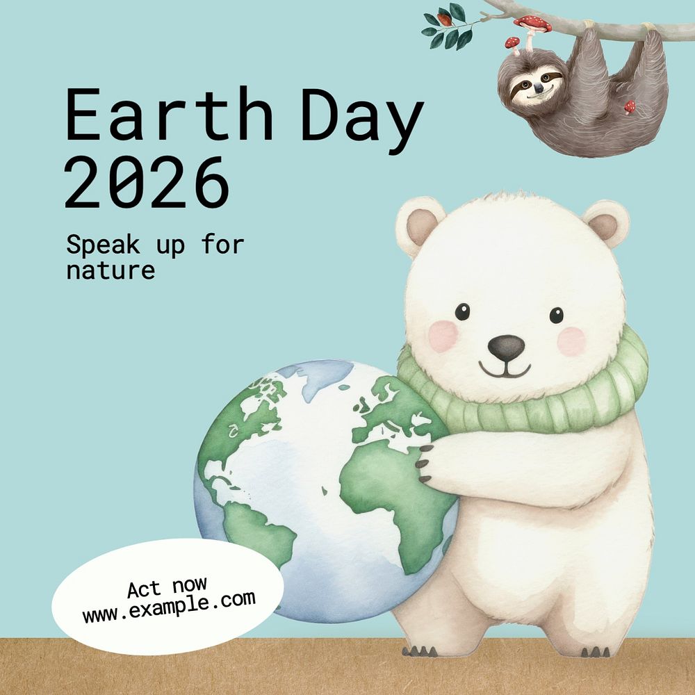 Earth day Instagram post template, editable text