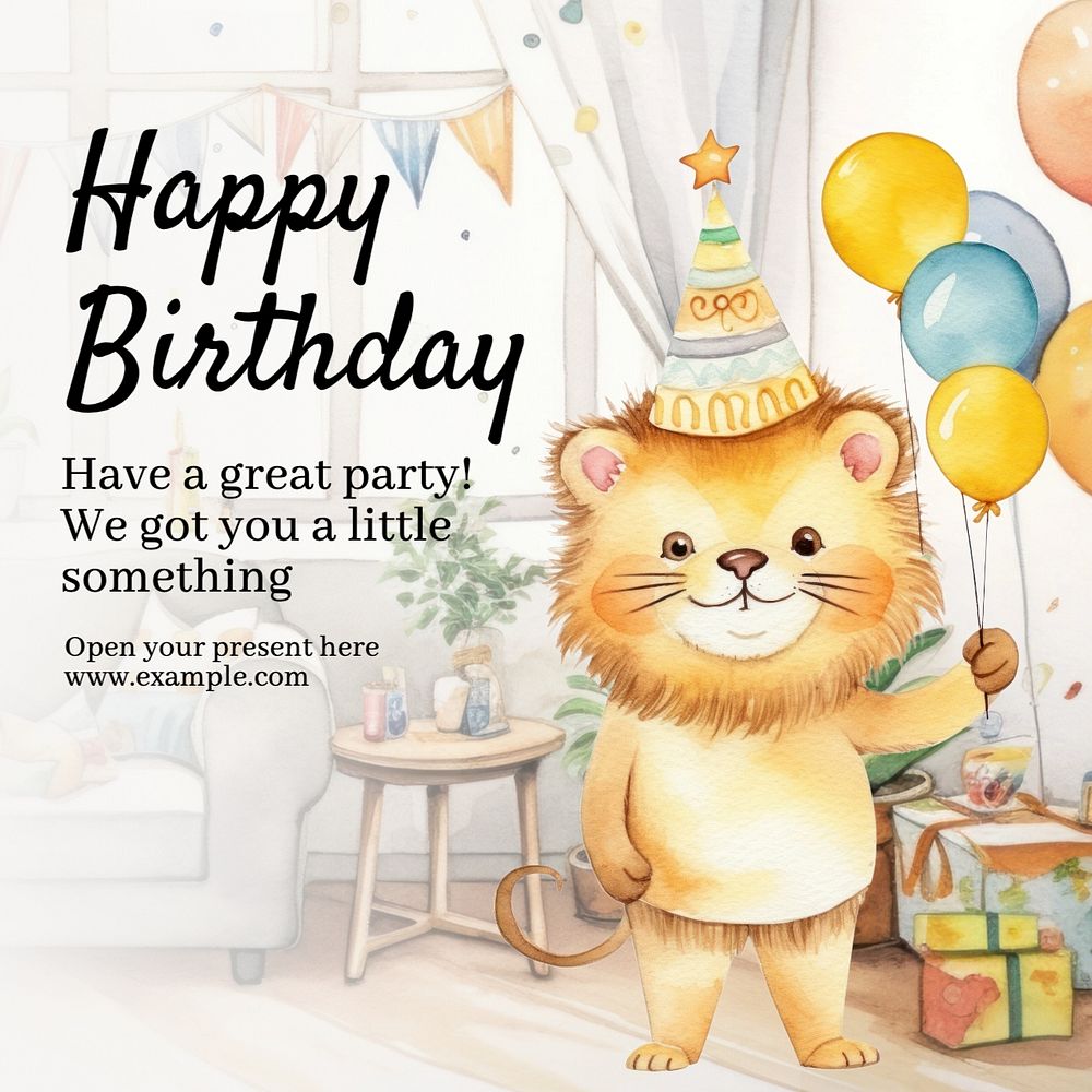 Birthday party Instagram post template, editable text