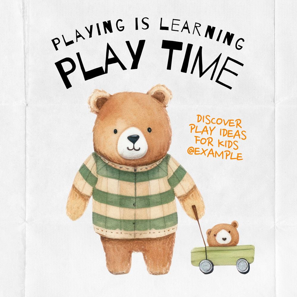 Play time Instagram post template, editable text