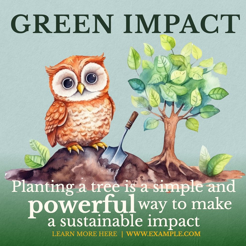 Green impact Instagram post template, editable text