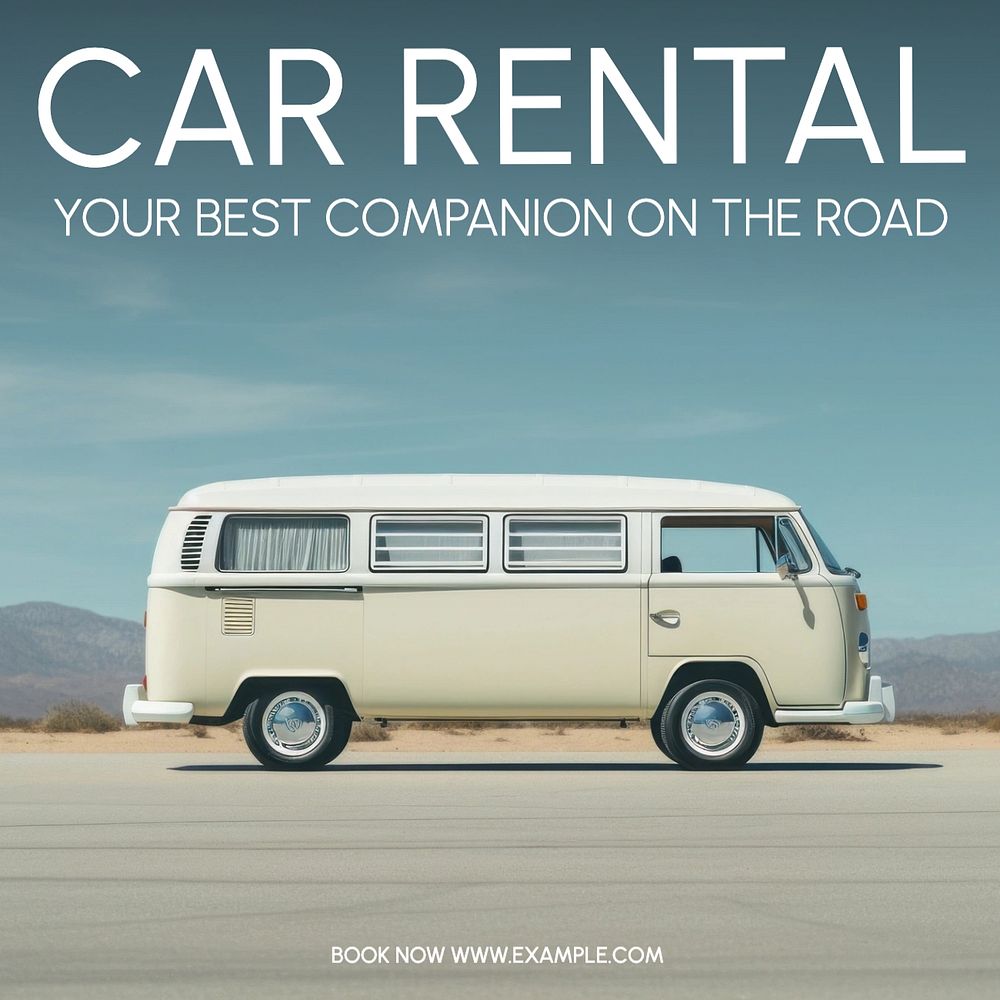 Car rental Instagram post template, editable text