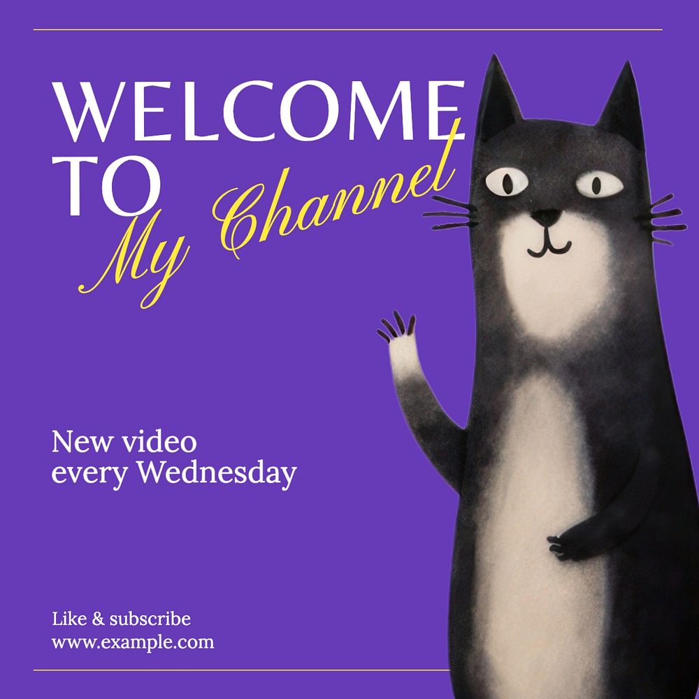 Welcome to my channel Instagram post template, editable text