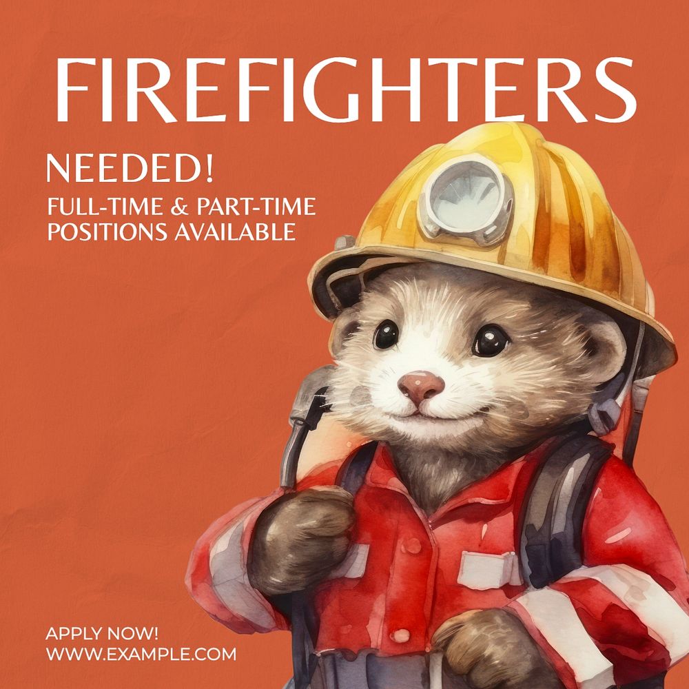 Firefighter job Instagram post template, editable text