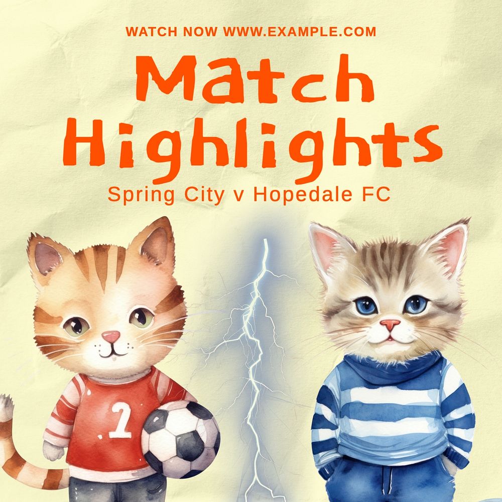 Match highlights Instagram post template, editable text