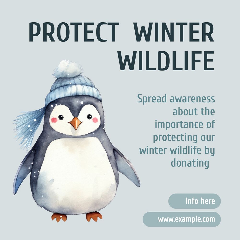 Protect winter wildlife Instagram post template, editable text