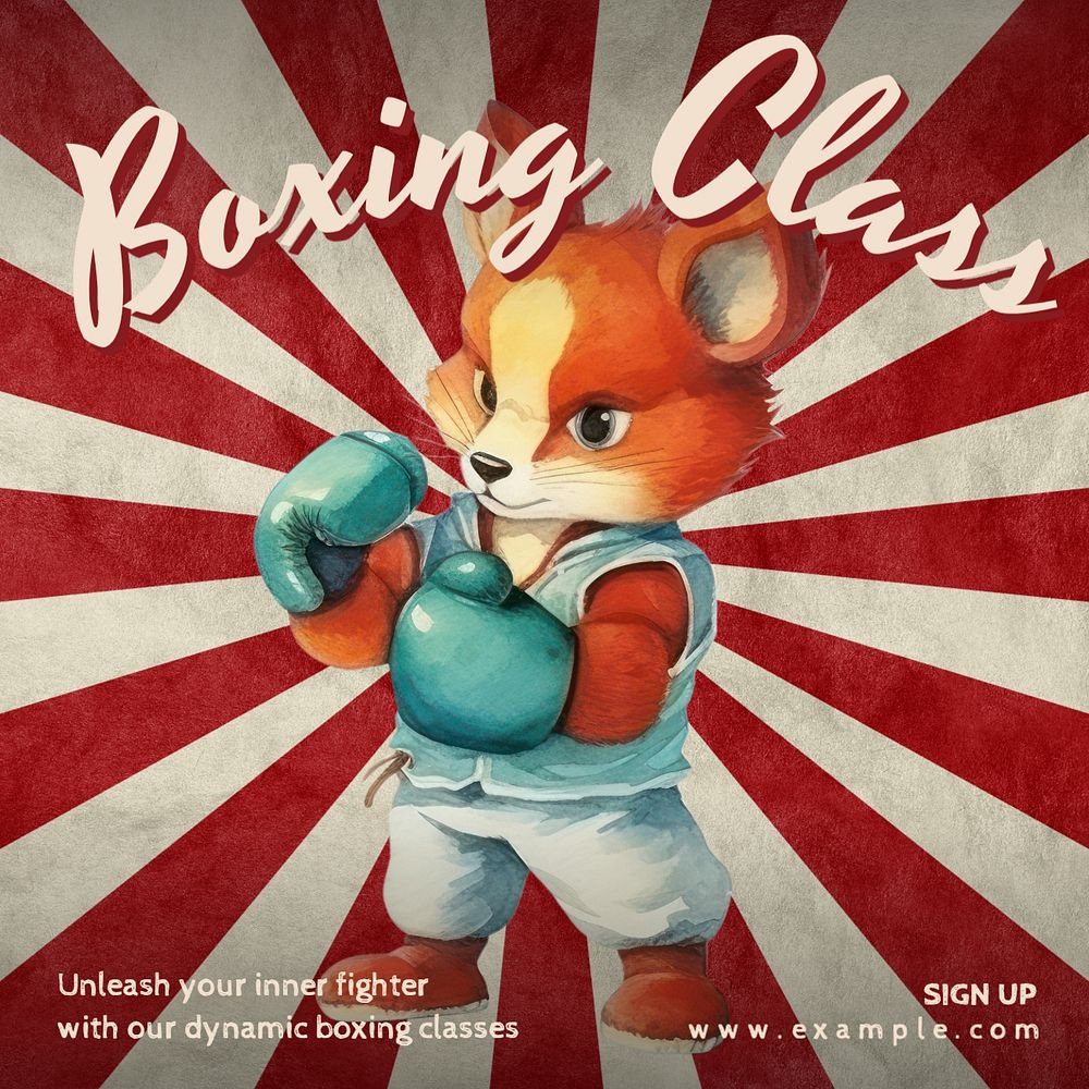 Boxing class Instagram post template, editable text