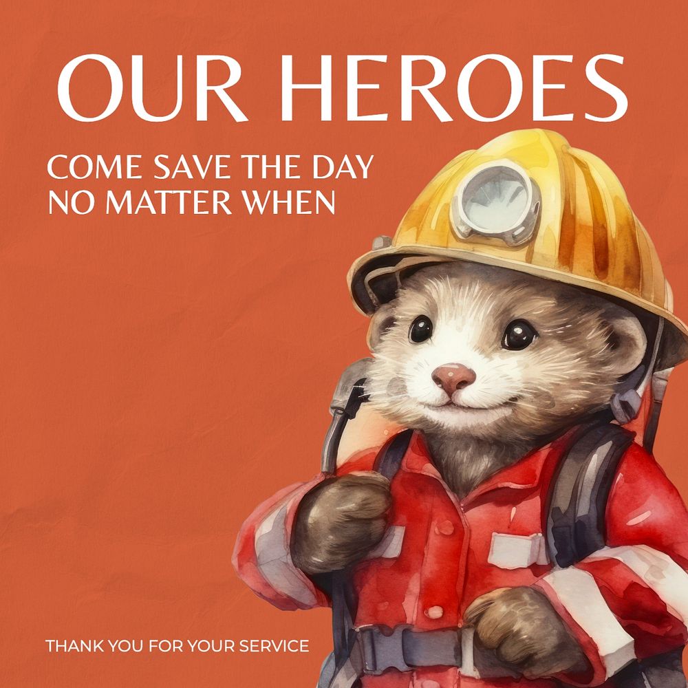 Firefighter service Instagram post template, editable text