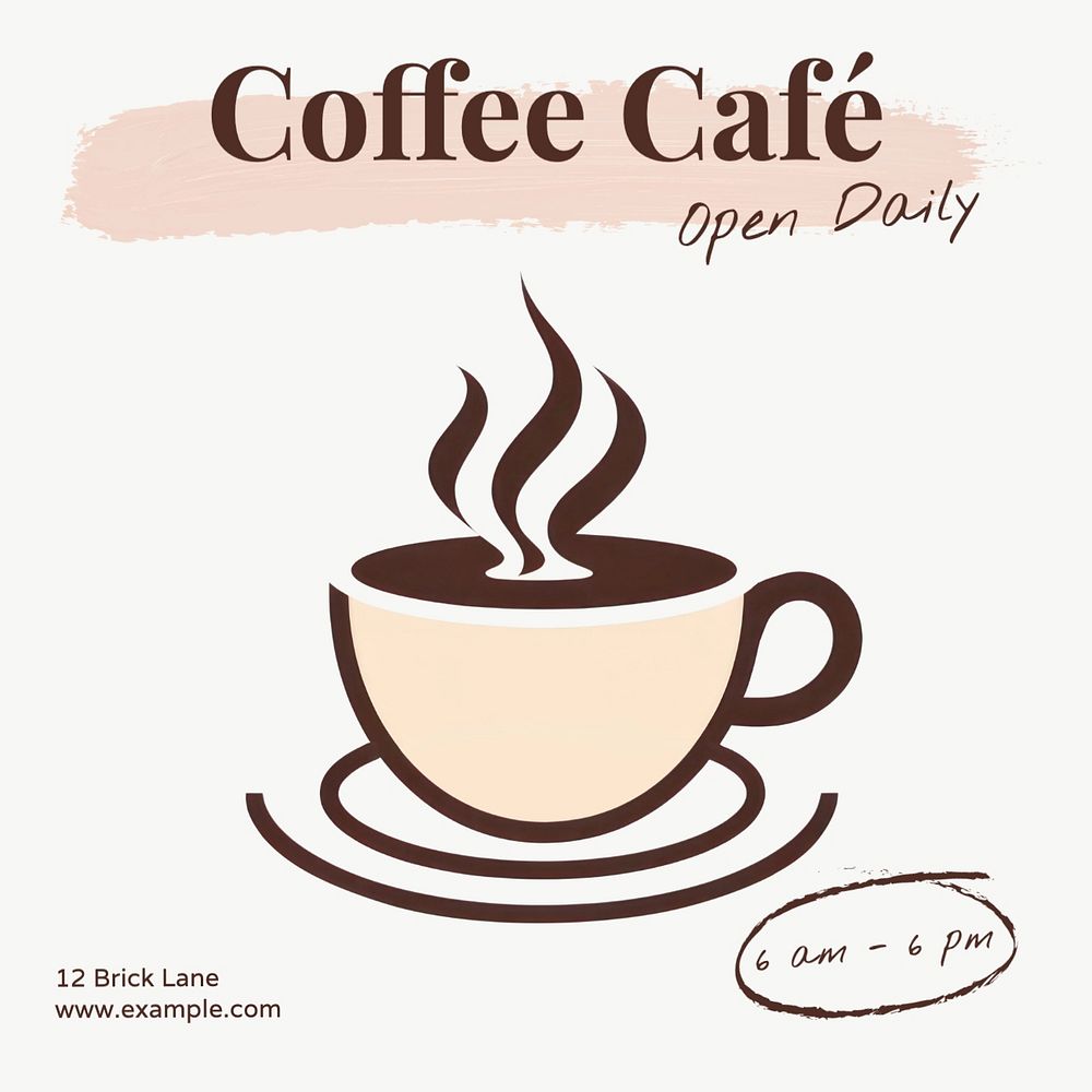 Coffee cafe Instagram post template, editable text