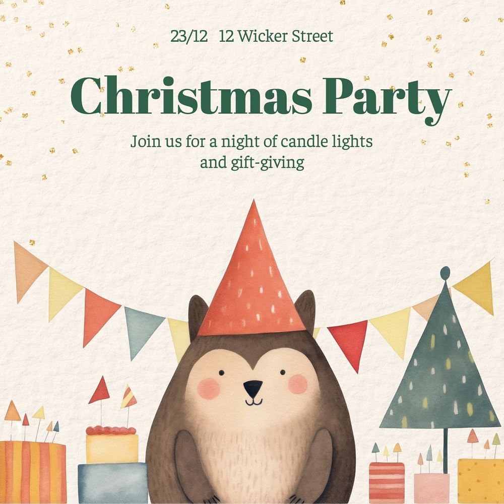 Christmas party Instagram post template, editable text