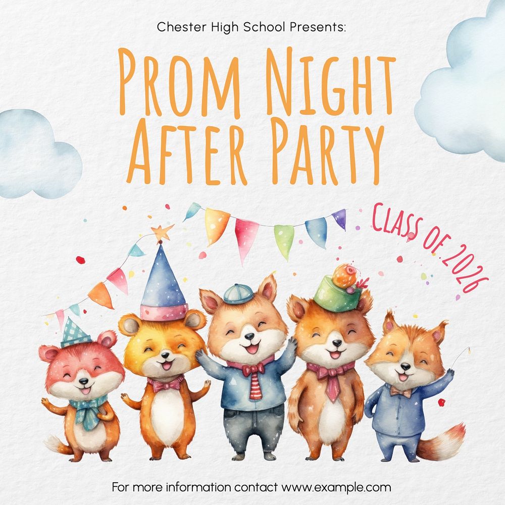 Prom night Instagram post template, editable text