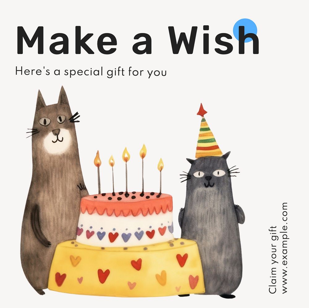 Make a wish Instagram post template, editable text