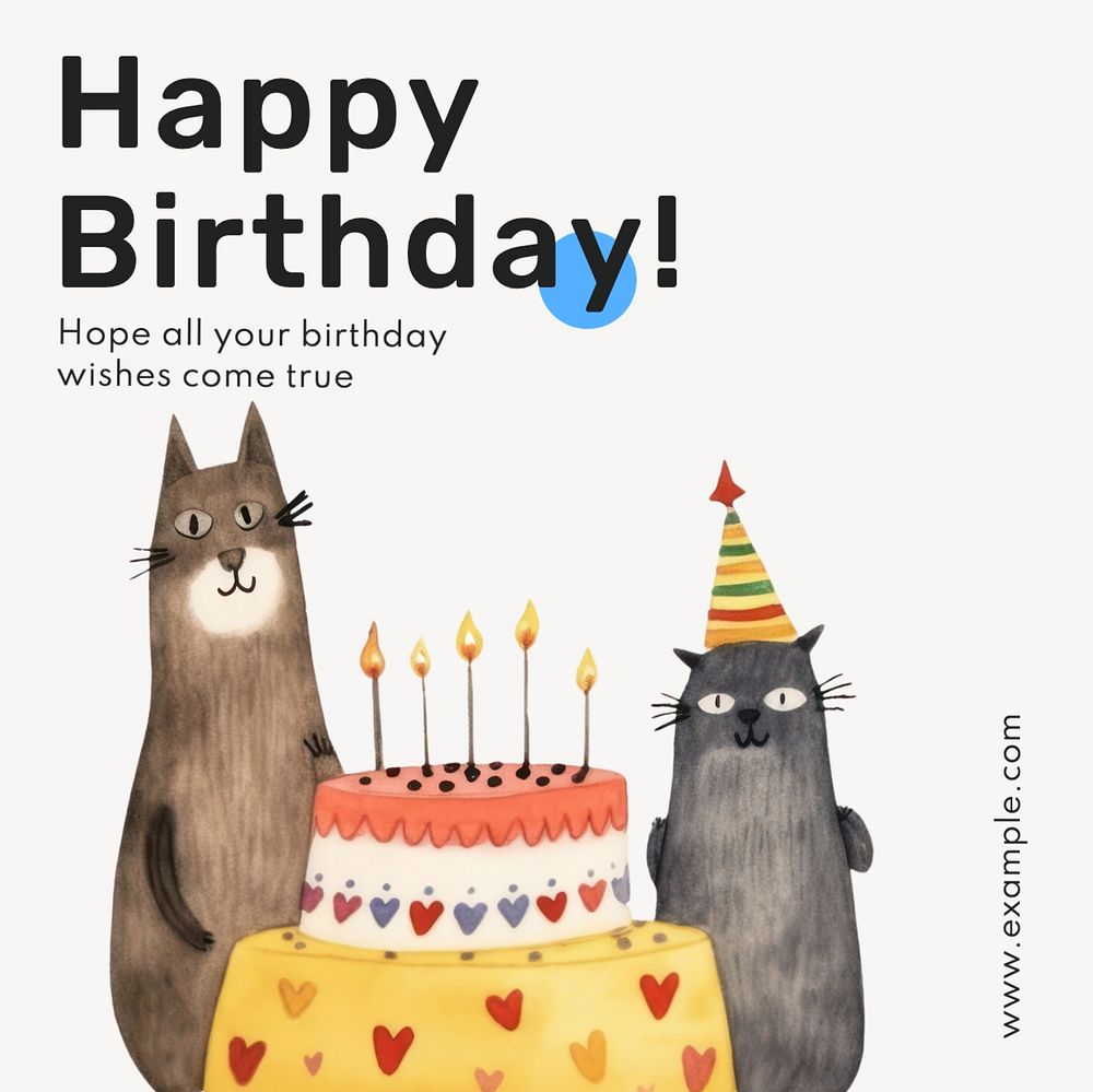 Happy birthday Instagram post template, editable text