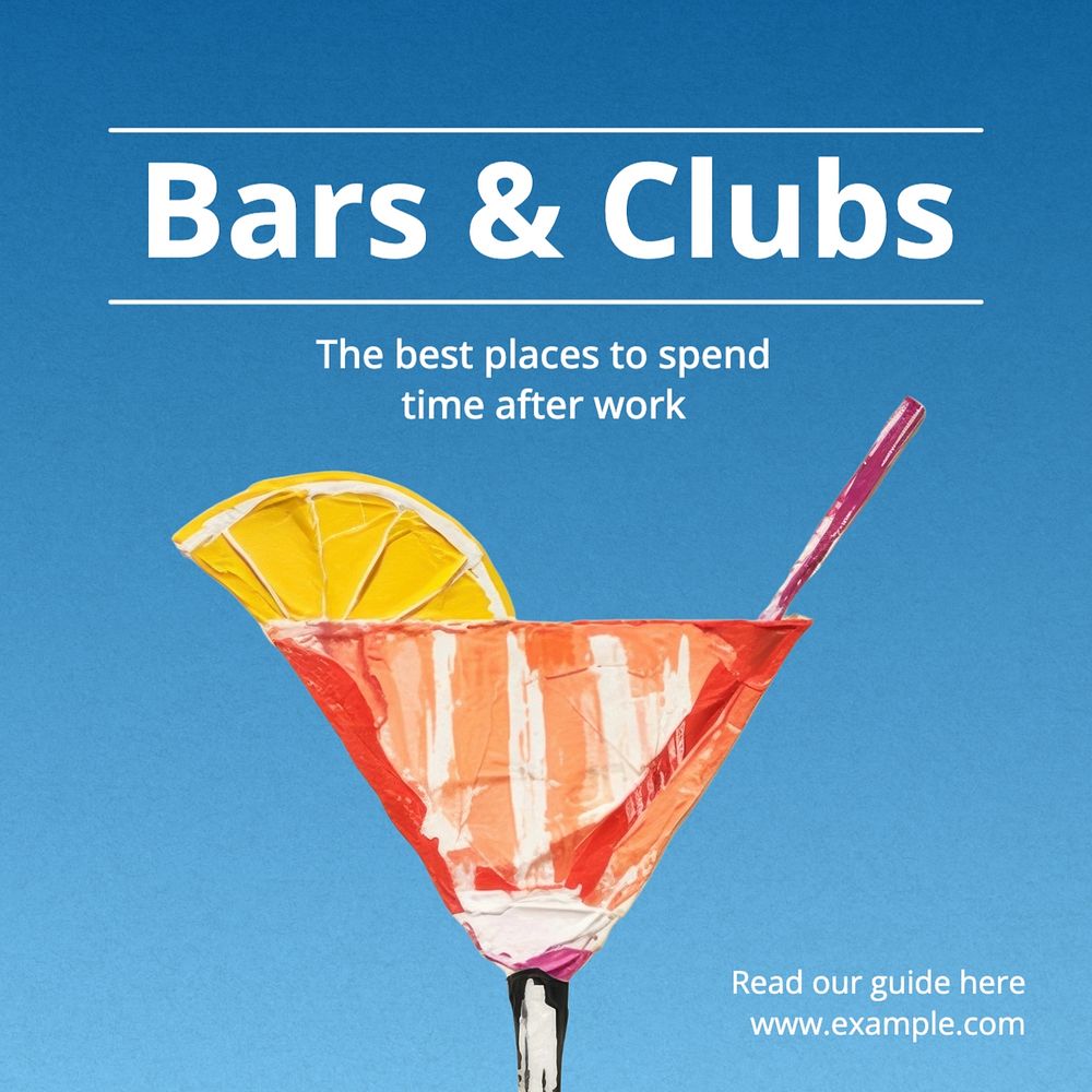 Bar & club Instagram post template, editable text