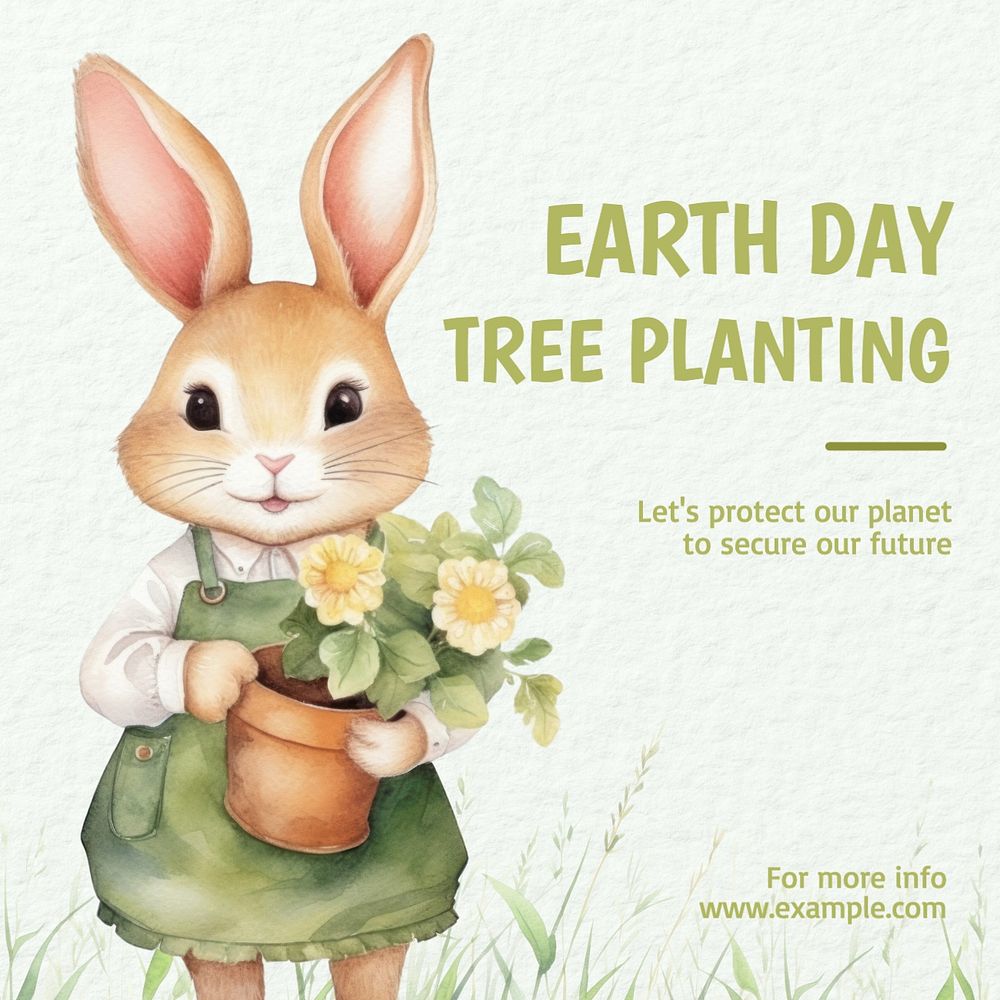 Earth day & tree Instagram post template, editable text