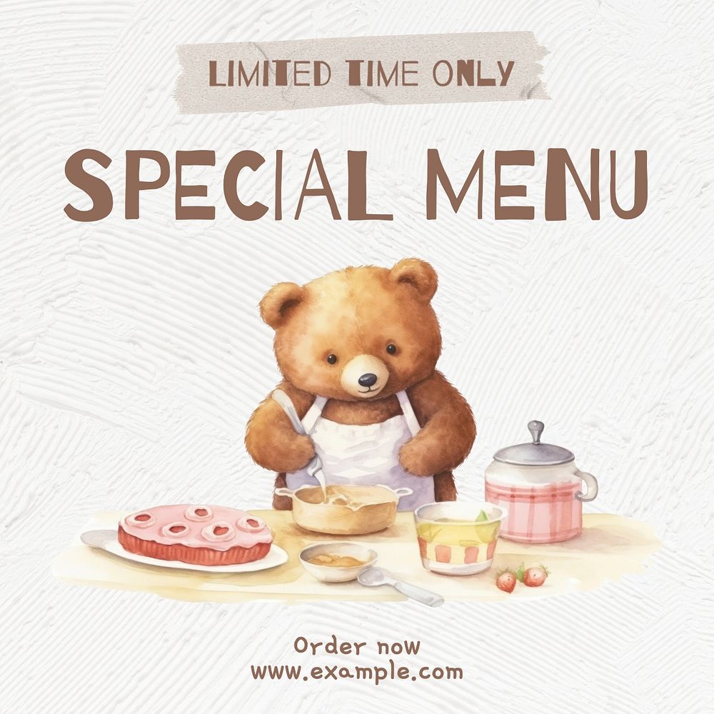 Special menu Instagram post template, editable text