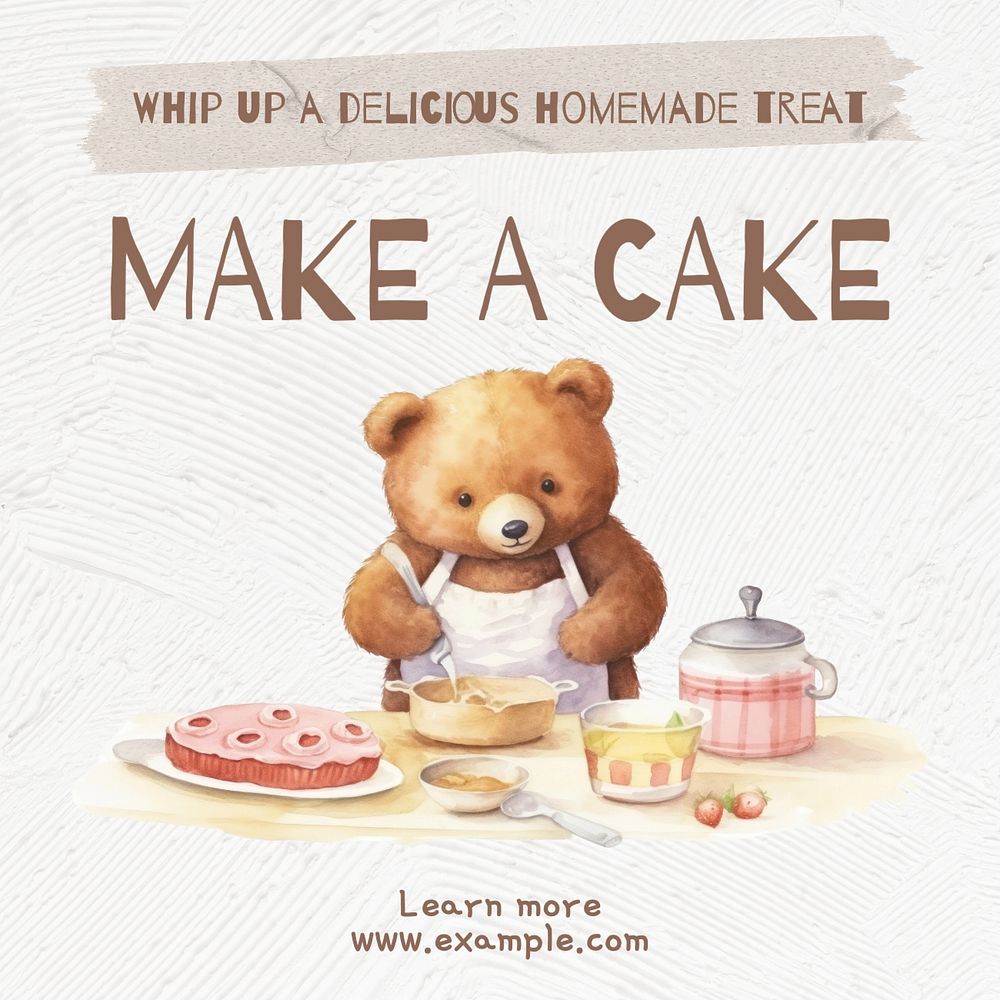 Cake making Instagram post template, editable text