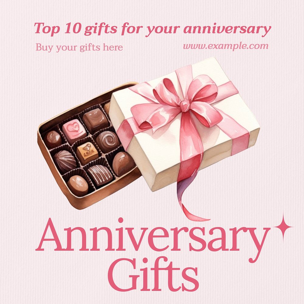 Anniversary gifts Instagram post template, editable text