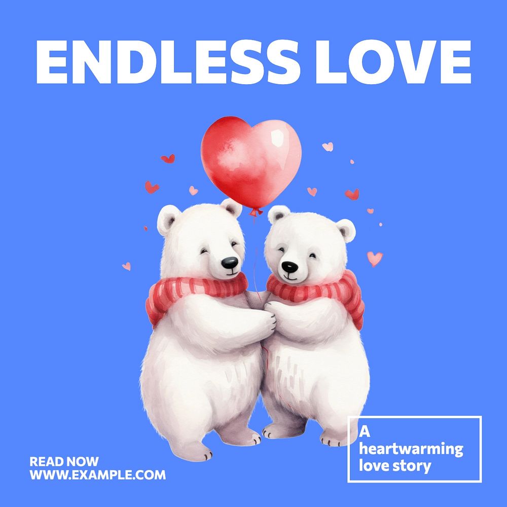 Endless love Instagram post template, editable text