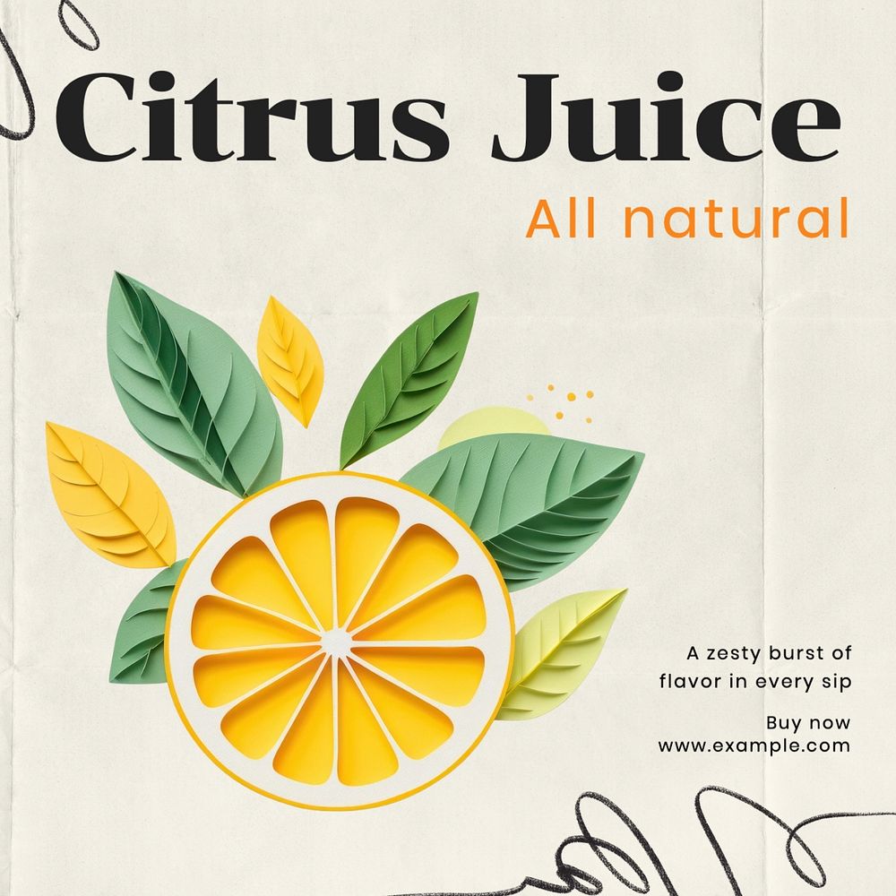 Citrus juice Instagram post template, editable text