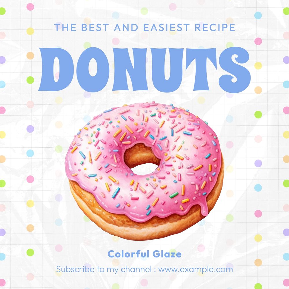 Donut recipe Instagram post template, editable text