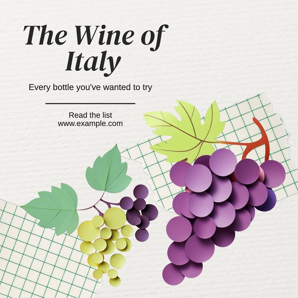 Wine of Italy Instagram post template, editable text