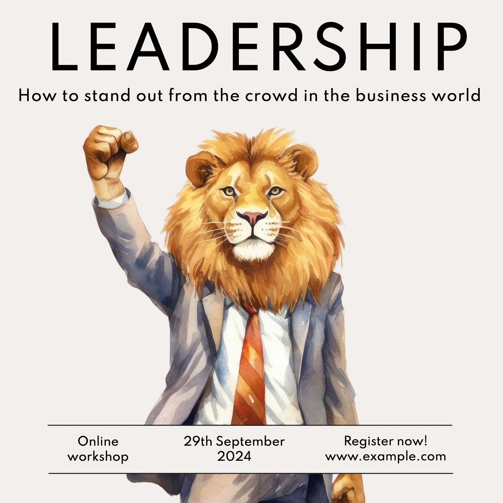 Leadership workshop Instagram post template, editable text