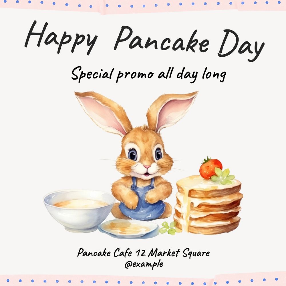 Pancake day Instagram post template, editable text