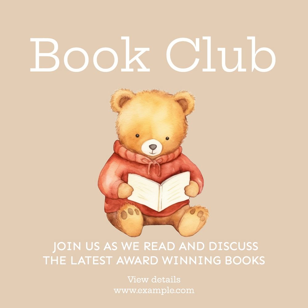 Book club Instagram post template, editable text