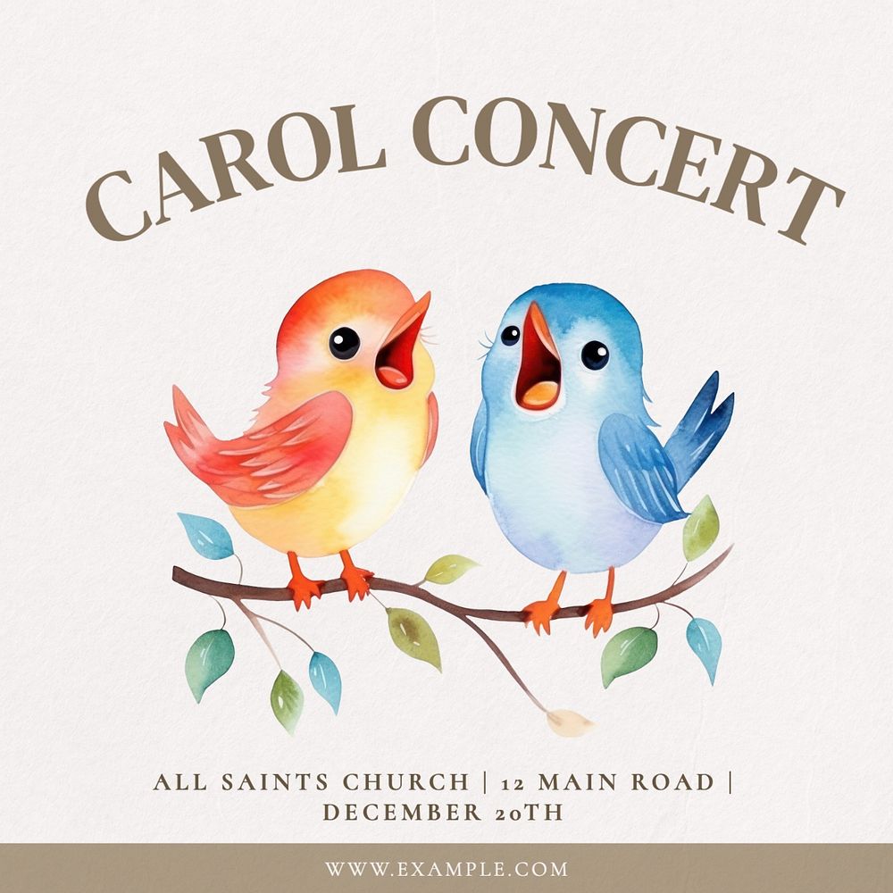 Carol concert Instagram post template, editable text