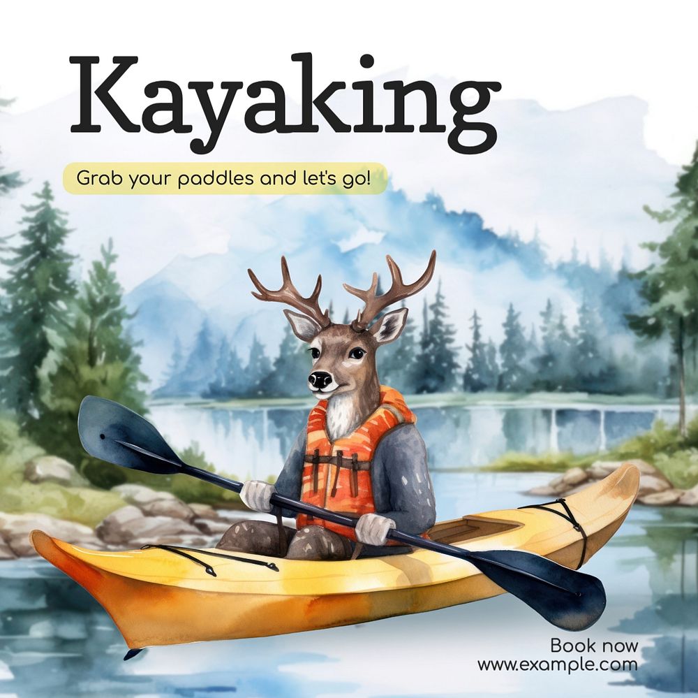 Kayaking Instagram post template, editable text