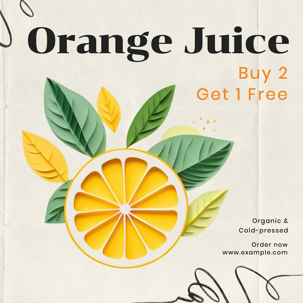 Orange juice Instagram post template, editable text