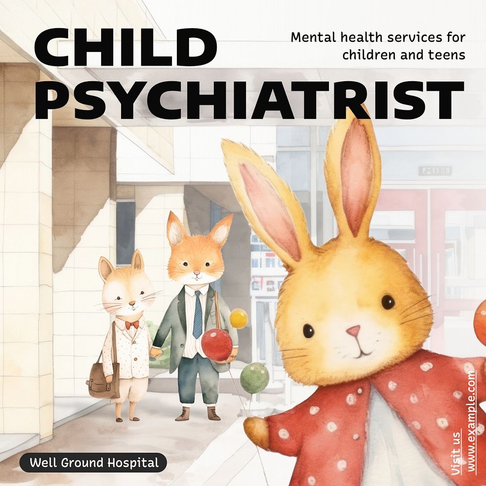 Child psychiatrist Instagram post template, editable text