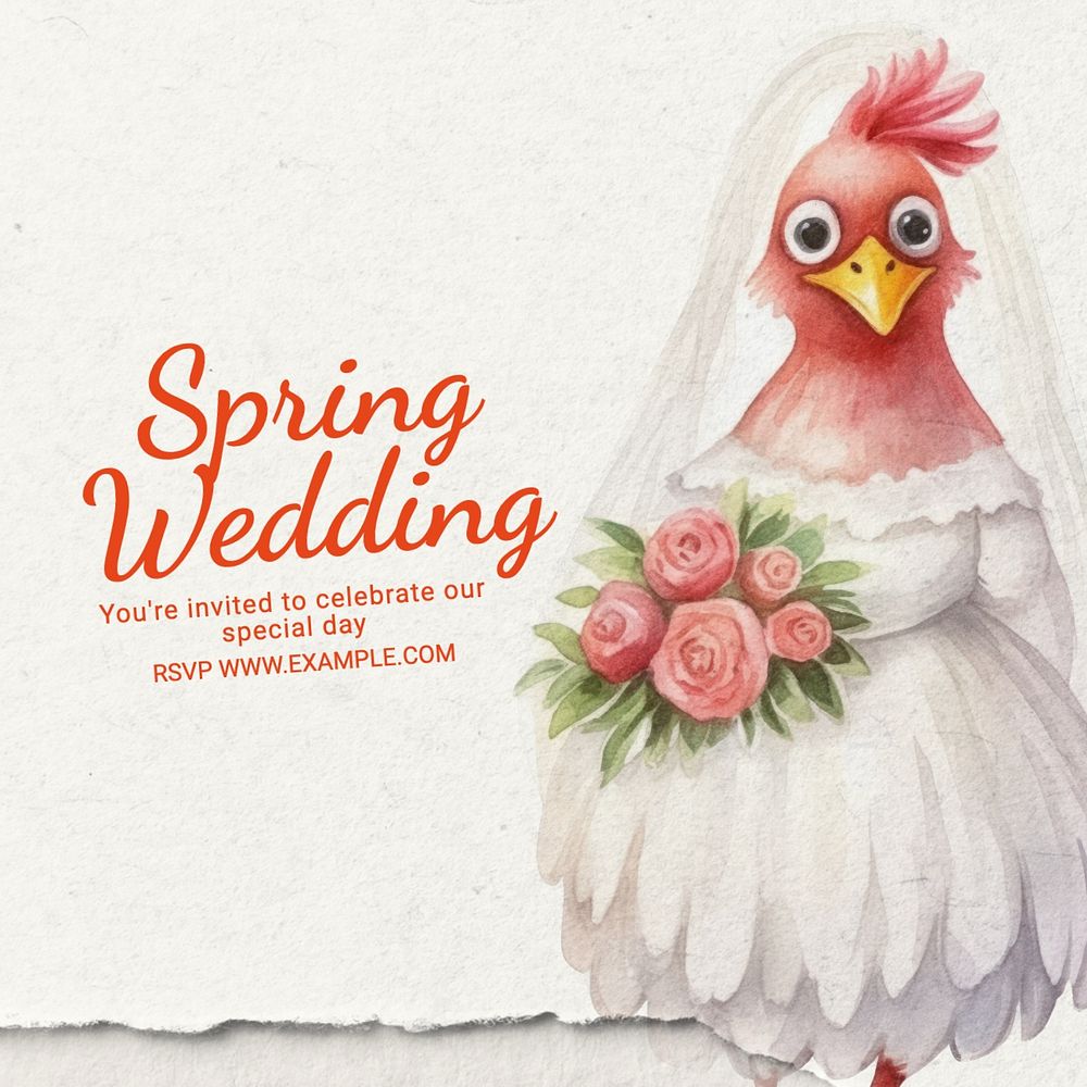 Spring Wedding Instagram post template, editable text