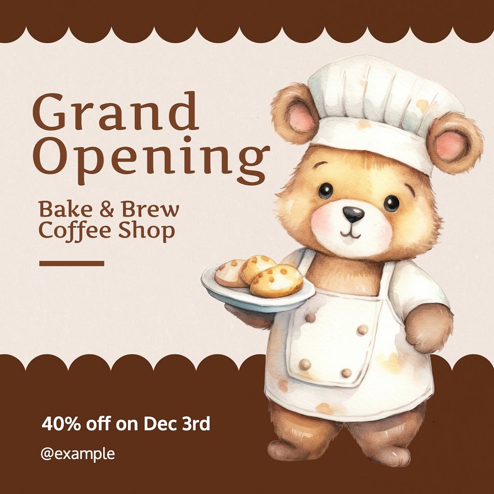 Grand opening Instagram post template, editable text