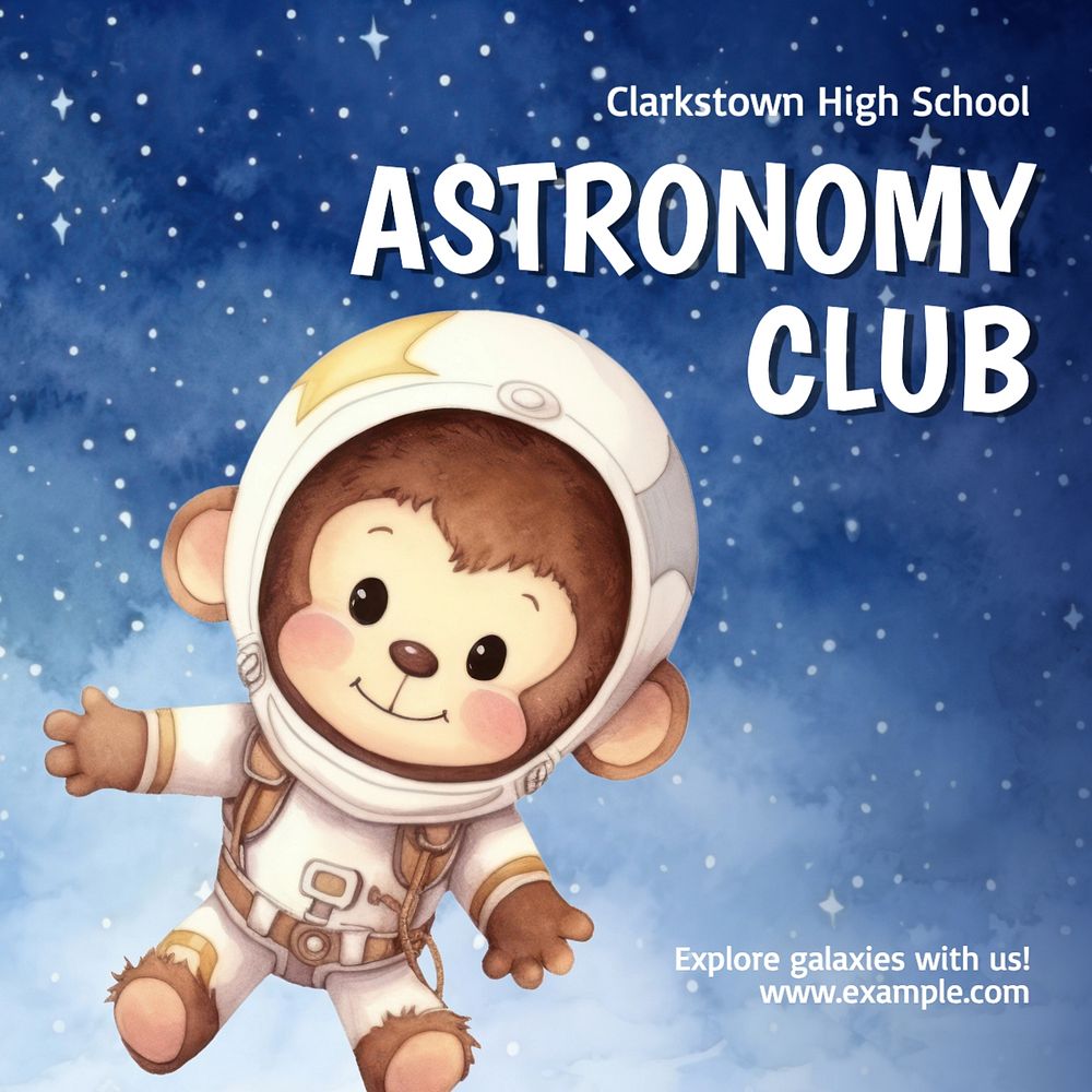 Astronomy club Instagram post template, editable text