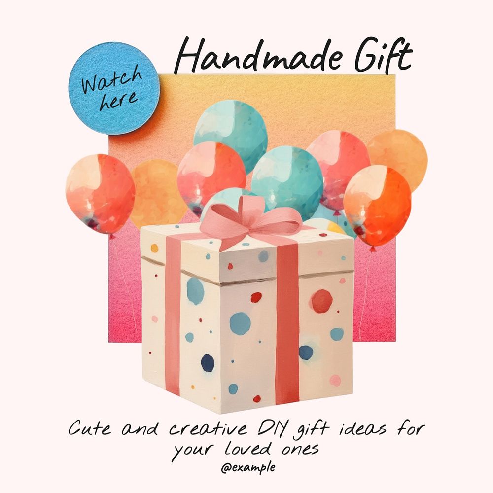 Handmade gift Instagram post template, editable text