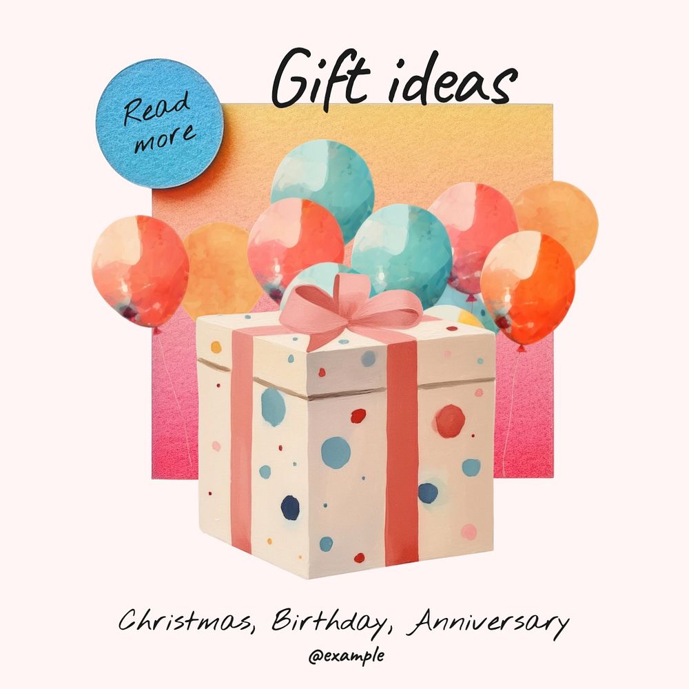 Gift ideas Instagram post template, editable text