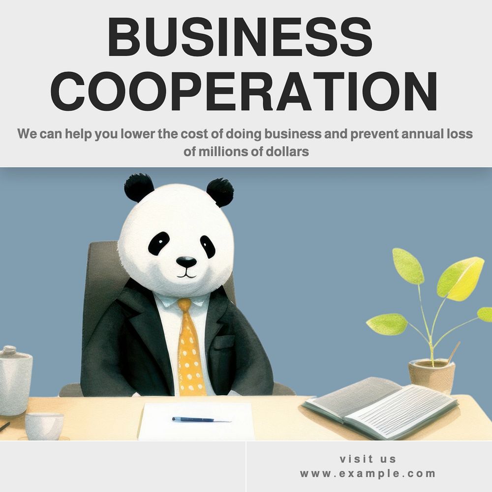 Business cooperation Instagram post template, editable text