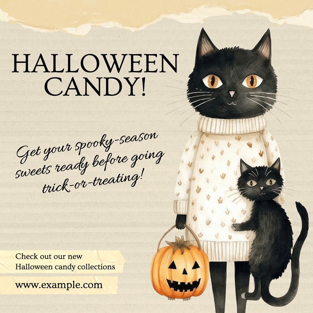 Halloween candy shop Instagram post template, editable text