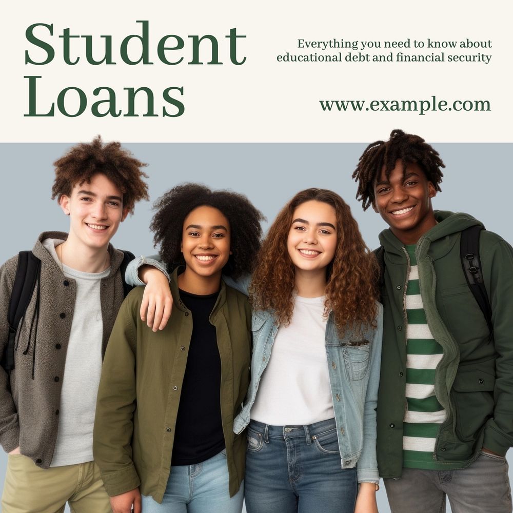 Student loans Instagram post template, editable text