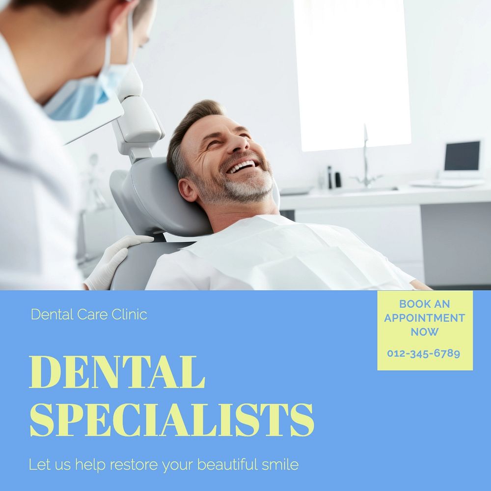 Dental specialists Instagram post template, editable text