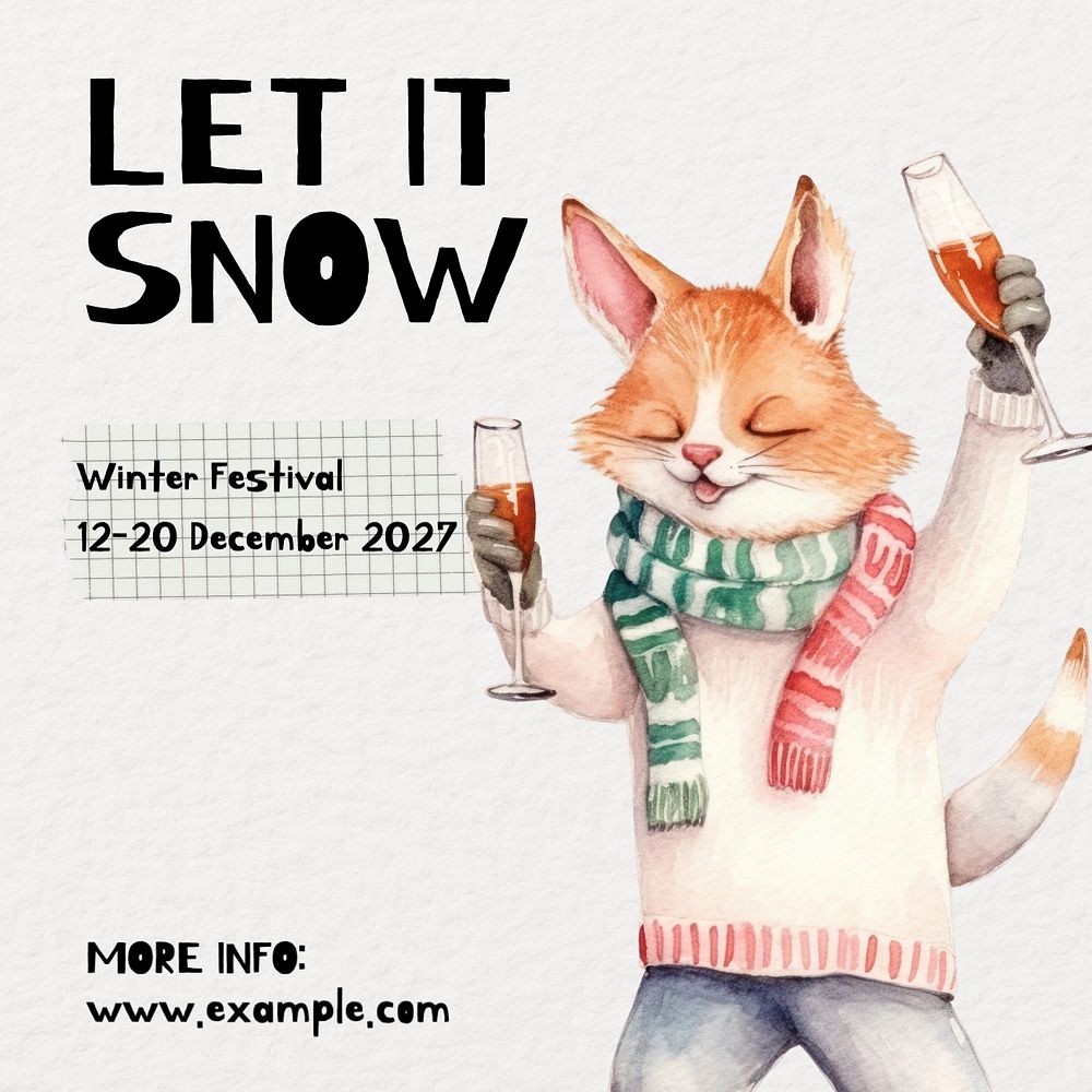 Winter snow festival Instagram post template, editable text