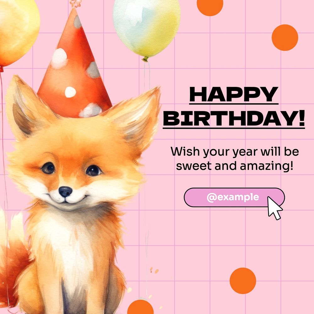 Happy Birthday Instagram post template, editable text