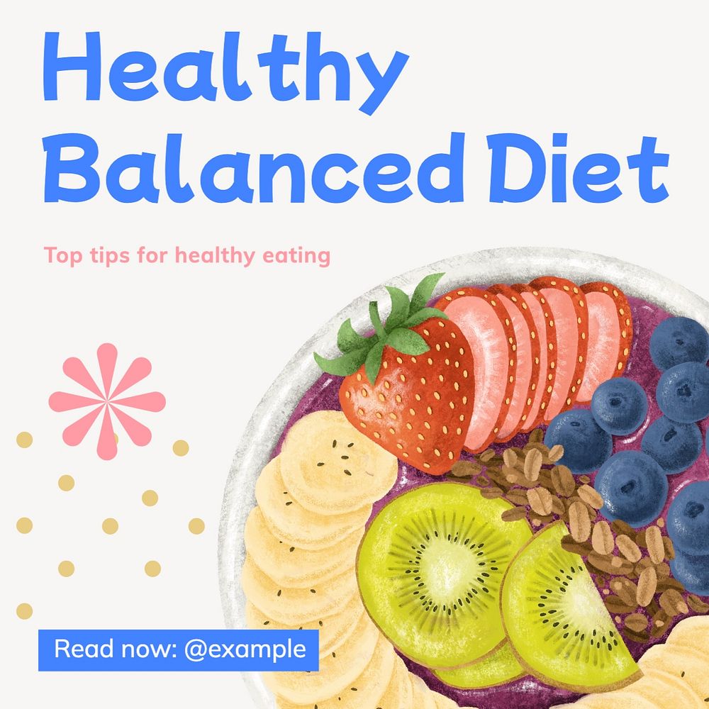 Healthy balanced diet Facebook post template, editable design