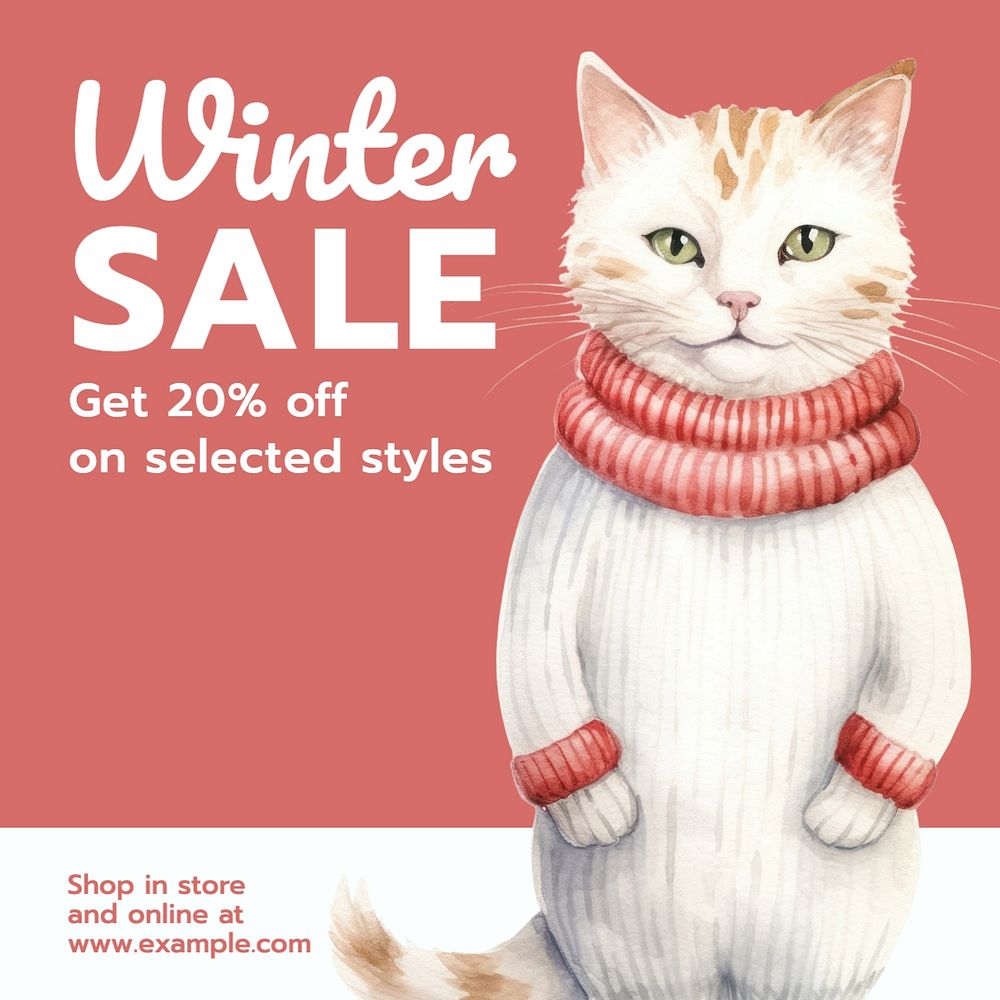 Winter sale Instagram post template, editable text