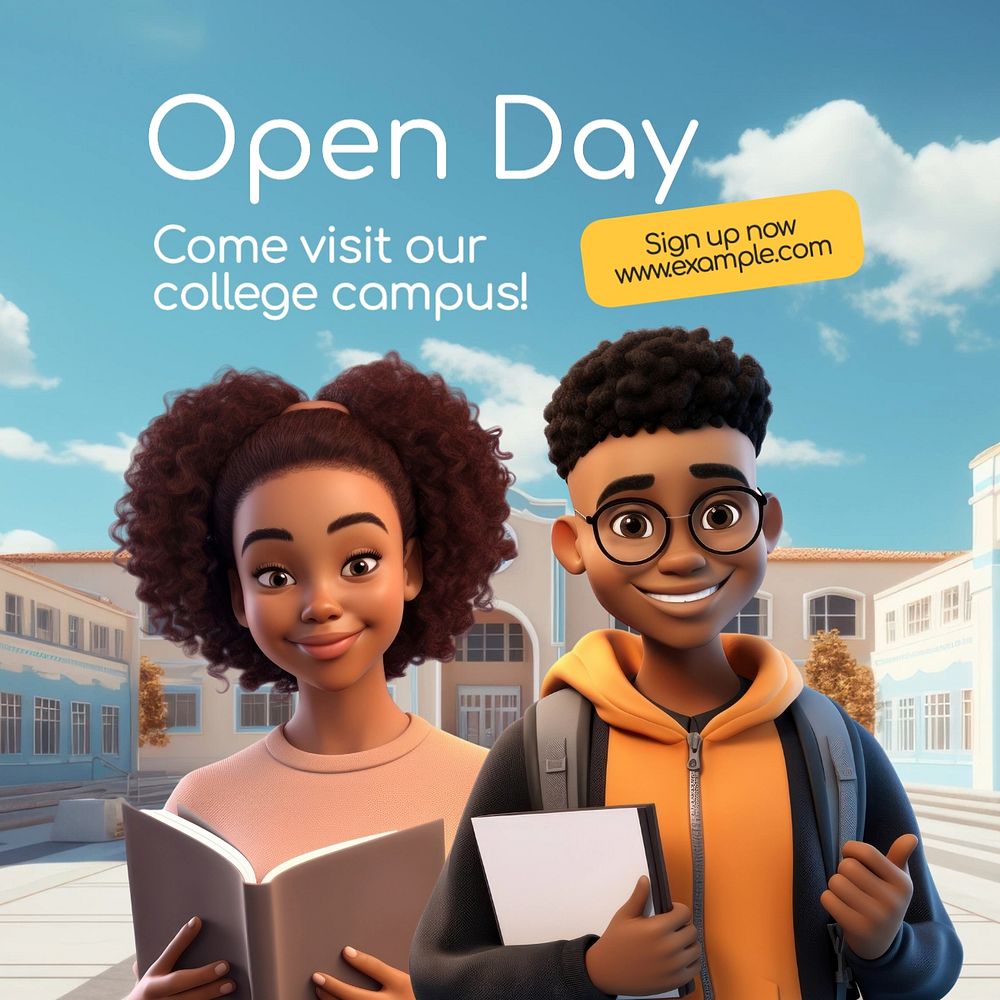 College open day Instagram post template, editable text